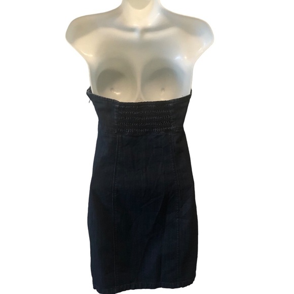 Y2K JUICY COUTURE Denim Strapless Mini Dress Smocked Back Stretch M Bachelorette - Picture 5 of 8